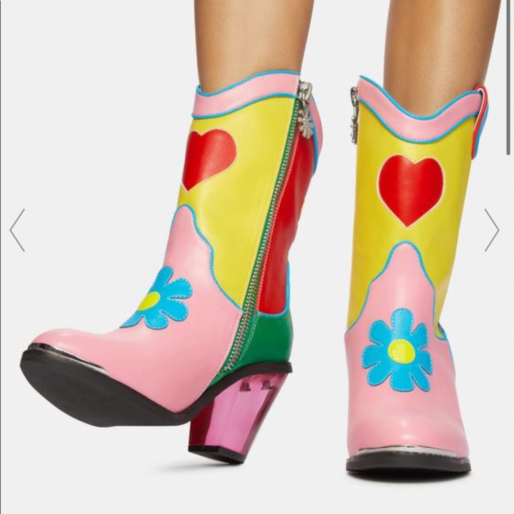 Colorful Cowboy Boots Festival Trendy Color Block
